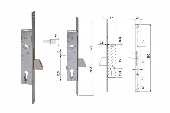 Serratura Infilare Per Montanti Solo Catenaccio 46210- - Mm.35 (46210350) - 1 Pezzi Cisa