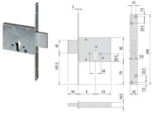 Serratura Da Infilare A Cilindro 56013- - Mm.60 (56013600) - 1 Pezzi Cisa