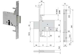 Serratura Triplice Da Infilare A Cilindro 56016- - Mm.60 (56016600) - 1 Pezzi Cisa