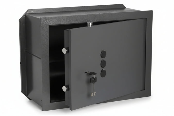 Cassaforte Doppia Mappa Con Chiave E Combinazione A 3 Pomoli 82210- - Mm.360X150X240H. Kg.15 (82210-30) 2 Caten. - 1 Pezzi Cisa