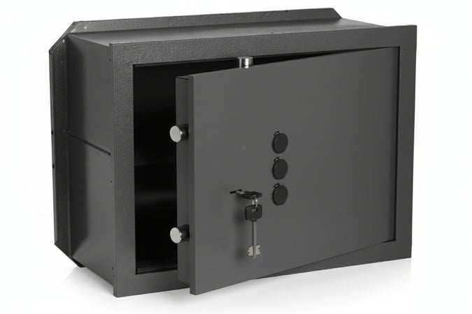 Cassaforte Doppia Mappa Con Chiave E Combinazione A 3 Pomoli 82210- - Mm.420X200X300H. Kg.22,2 (82210-40) 2+2 Caten. - 1 Pezzi Cisa