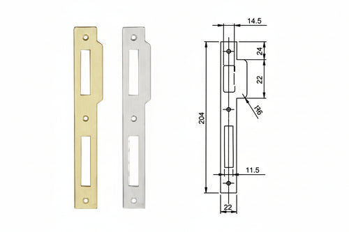 Contropiastra Piana Per Serrature Legno Serie 200N-221N- - In Acciaio Cromato (032013) - 10 Pezzi Iseo