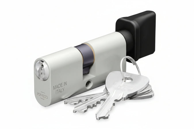 Doppio Cilindro Ovale In Alluminio Con Pomolo 143P- -Mm.60 Decentrato (27X33) (143.27.33P) - 1 Pezzi Omec