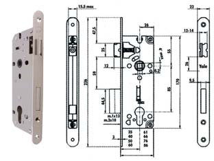 Serratura Da Infilare A Cilindro Bordo Tondo Nichelato Satinato 52X- - Mm.35 (Y52X10350S2) - 1 Pezzi Yale