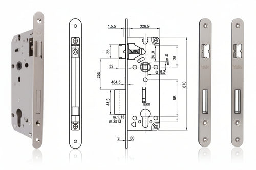 Serratura Da Infilare A Cilindro Bordo Tondo Nichelato Satinato 52X- - Mm.35 (Y52X10350S2) - 1 Pezzi Yale