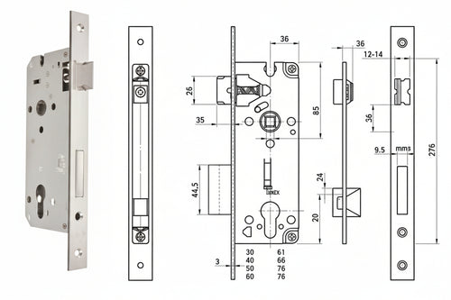 Serratura Da Infilare A Cilindro Bordo Quadro Nichelato Satinato 52X- - Mm.40 (Y52X00400S2) - 1 Pezzi Yale