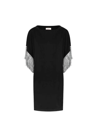 AKEP Vestito corto mezza manica Donna con frange da donna