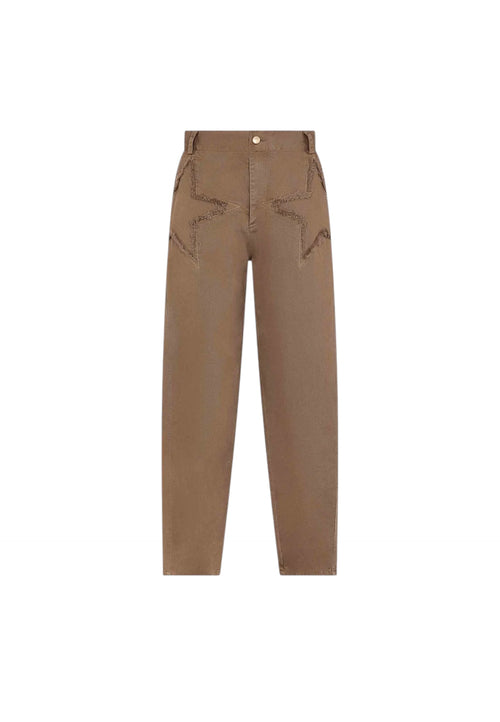 AKEP Pantalone carrot Donna con ricamo stella da donna