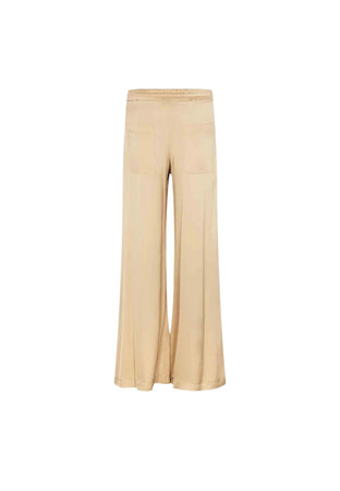 AKEP Pantalone palazzo raso Donna con tasca bordata bianco da donna