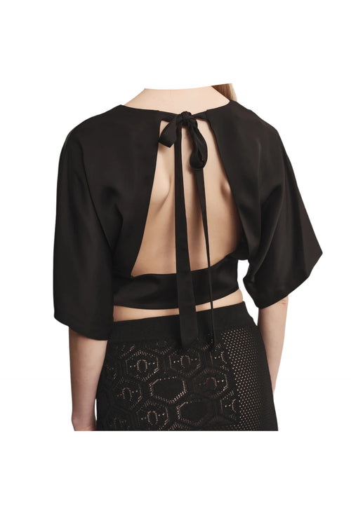 AKEP Top raso corto con manica a palloncino Donna scollo dietro da donna