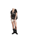 AKEP Blusa smanicato punto pizzo Donna scollo a V da donna