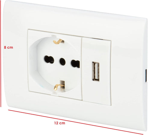 Presa Elettrica Da Muro Polypool Pp6096X Placca Incasso Bianca Usb E Schuko