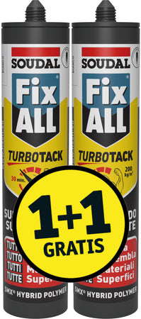 Soudal Adesivo Di Montaggio ''Fixall Turbotack 1+1 Omaggio '' Ml. 290 -Bianco 6.00 Pz