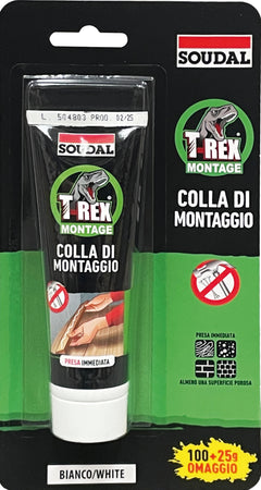Soudal Adesivo Di Montaggio ''T-Rex'' Effetto Ventosa Gr. 100+25 Omaggio - Bianco 12.00 Pz