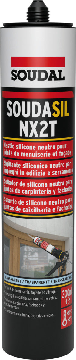 Soudal Silicone Neutro Per Edilizia ''Soudasil Nx2T'' Ml. 300 - Trasparente 12.00 Pz