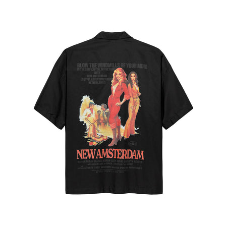 NEW AMSTERDAM Camicia New Amsterdam RATED SHIRT BLACK W/PRINT da uomo