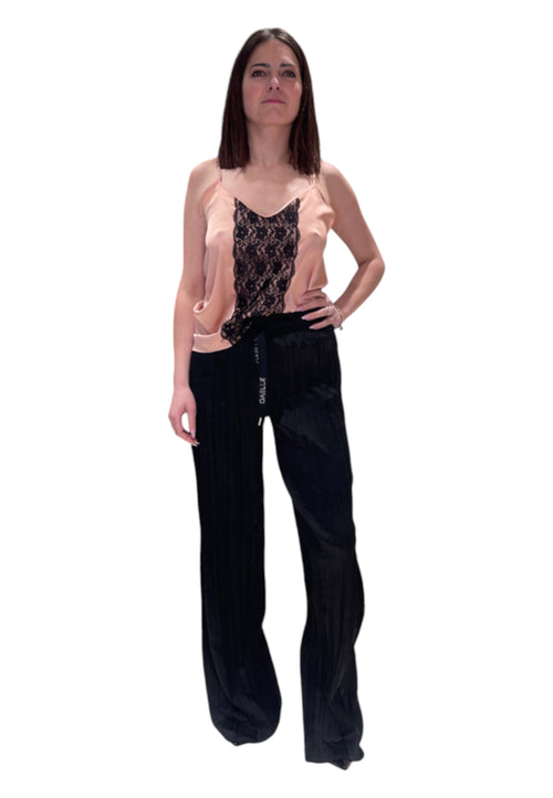 GAELLE Pantalone lungo plisse in raso Donna Gaelle da donna
