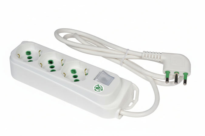 Multipresa 3 Posti Bipasso + Schuko Con Interr. Linea Retail Bianca- - Bianca 47460 - 2 Pezzi Fanton