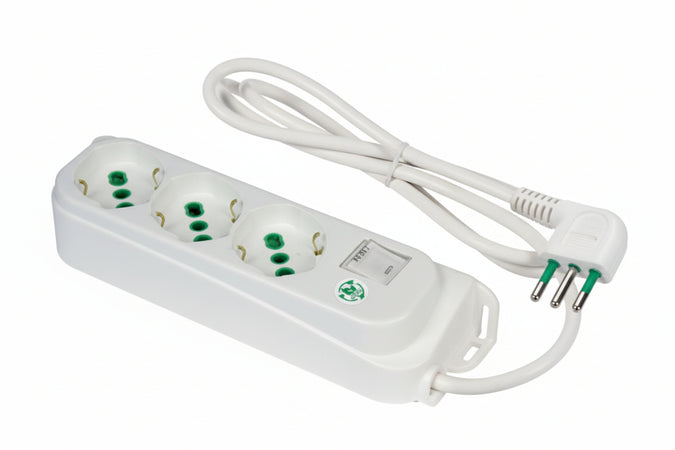 Multipresa 3 Posti Bipasso + Schuko Con Interrut Linea Retail Bianca- - Bianca 474604 - 2 Pezzi Fanton
