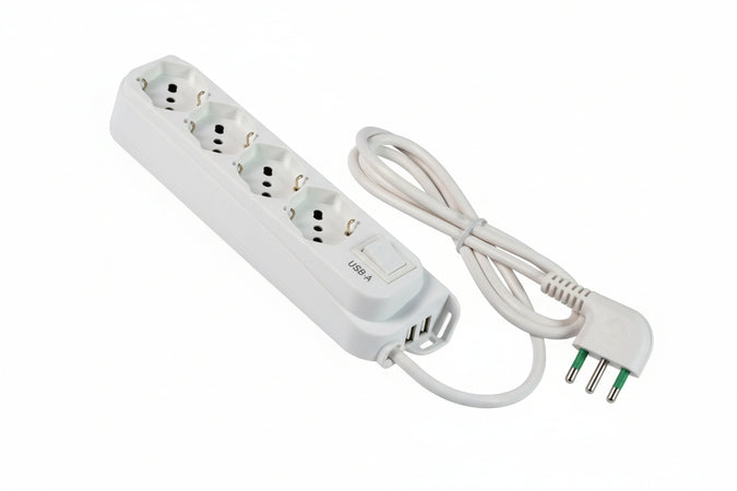 Multipresa 4 Posti Bipasso + Schuko Con Interrut Linea Retail Bianca- - Bianca 474205 - 1 Pezzi Fanton