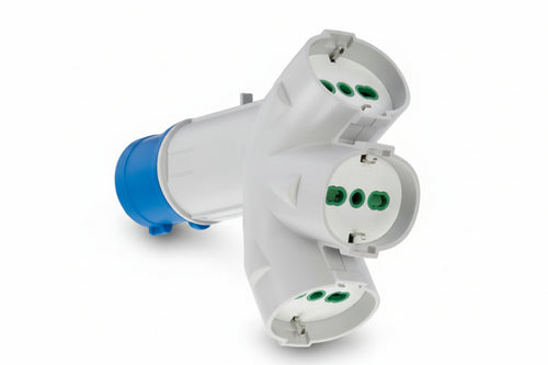 Adattatore Industriale 200-250V Con Spina E 3 Prese Cee Ip44- - 16A Colore Blu 73095 - 1 Pezzi Fanton