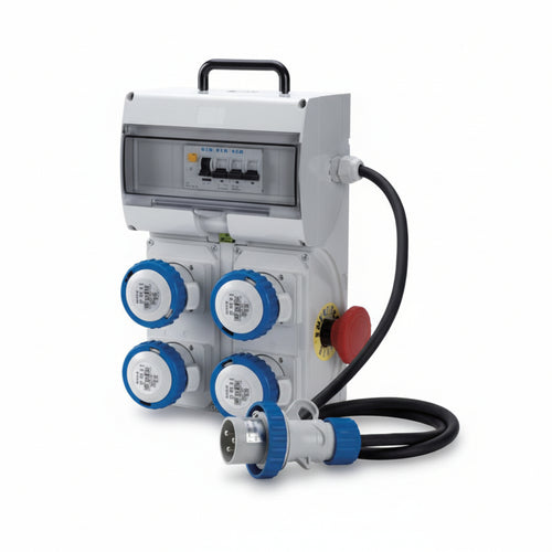 Quadro Key Box Asc Con Pulsante Di Emergenza 4 Prese Industriali Ip67- - Grigio 74120 - 1 Pezzi Fanton