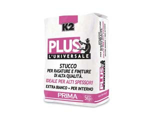 K2 Plus L'Universale Stucco Per Rasature E Finiture Alti Spessori- - Kg.5 In Sacco - 4 Pezzi K2