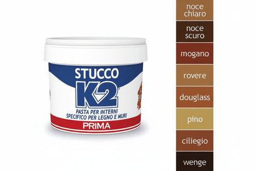 K2 Stucco Colorato In Pasta Per Legno In Barattolo- - Kg.0,500 - Wenge - 12 Pezzi K2