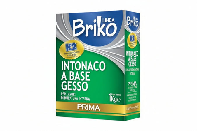 K2 Linea Briko Intonaco Base Gesso Bianco In Polvere Rasante- - Kg.1 In Scatola - 12 Pezzi K2