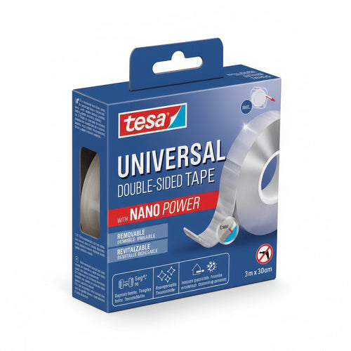 Nastro Biadesivo Trasparente Nano Power 55810- - Mm.30H. In Rotoli Da Mt.3 - 8 Pezzi Tesa