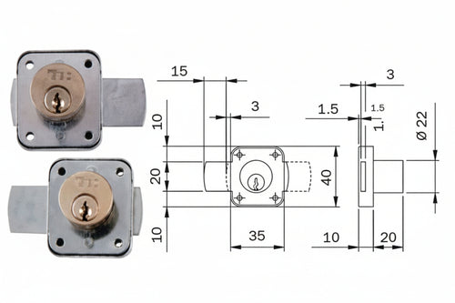 Serratura Da Applicare Per Antina Laterale- - Sinistra (108214) - 1 Pezzi Iseo