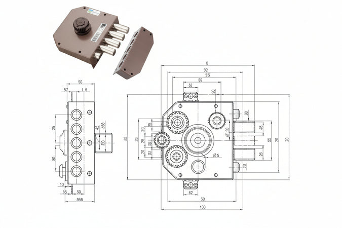 Serratura Laterale Da Applicare Con Scrocco Con Pomolo A Pompa 30611- - Mm.60 Sx Cilindro Ø Mm.34 (30611Vs60) - 1 Pezzi Mottura