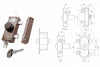 Serratura Triplice Applicare Chiave Piatta Con Pomolo A Pompa 34329- - Mm.30 Cilindro Ø Mm.34 (34329V600X) - 1 Pezzi Mottura