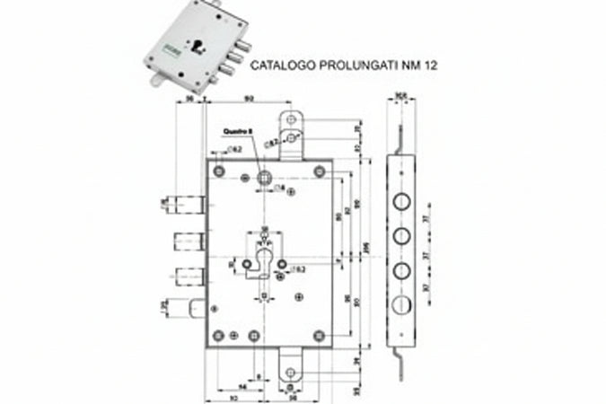 Serratura Triplice Appl. Scrocco Cil.Eur. 85571/37 Catenaccio + 10- - Mm.63 Sx (85571S37An) - 1 Pezzi Mottura