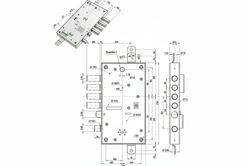 Serratura Triplice Applicare Multif. Scrocco D/Mappa Blindate 54595- - Mm.63 Sx (54595S) - 1 Pezzi Mottura