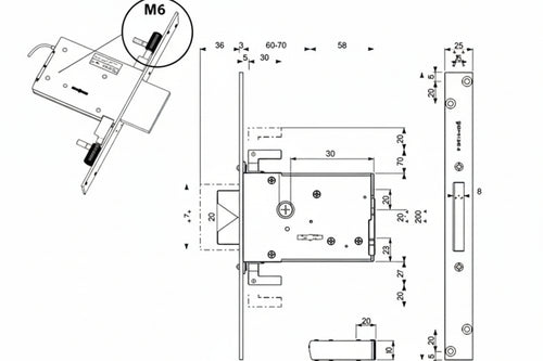 Serratura Triplice Da Infilare Doppia Mappa 40706- - Mm.70 (4070678C6) - 1 Pezzi Mottura