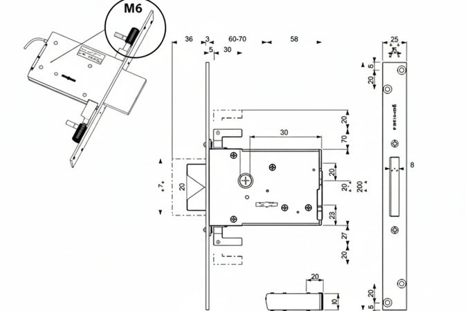 Serratura Triplice Da Infilare Doppia Mappa 40706- - Mm.70 (4070678C6) - 1 Pezzi Mottura