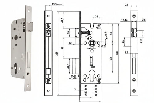 Serratura Da Infilare A Cilindro Bordo Quadro Nichelato Satinato 52X- - Mm.35 (Y52X00350S2) - 1 Pezzi Yale