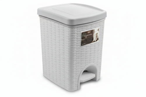 Pattumiera Da Bagno Elegance In Polipropilene Lt.6- - Cm.20,5X20,5X28H. - Colore Bianco - 2 Pezzi Stefanplast
