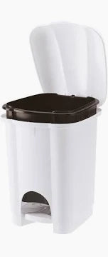 Pattumiera Carolina Apertura A Pedale Con Secchio Interno- - Cm.20X22,5X29,7 Lt.6 Bianca - 4 Pezzi Tontarelli