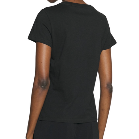 Pinko T-shirt Nera da Donna in Cotone Scollo Tondo con Logo Frontale Stampato Bianco da donna