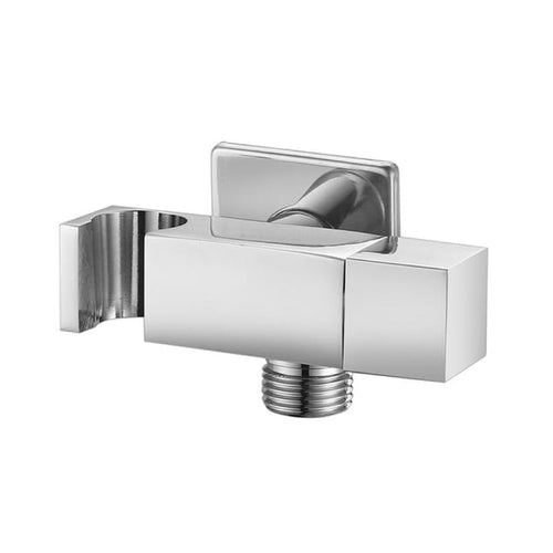 Presa Acqua Quadra A Parete Con Supporto Per Doccetta E Rubinetto Arresto In Ottone Cromato - 1/2 - Aer