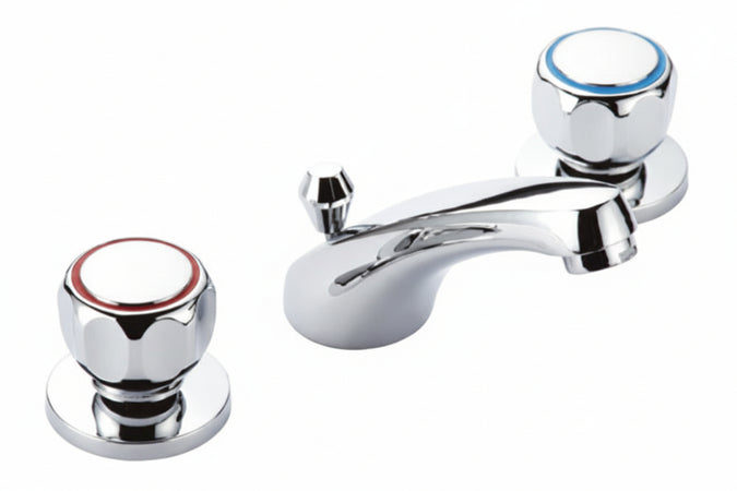 Batteria Lavabo Serie Scudetto Scarico Automatico - 1 Pezzi Crolla