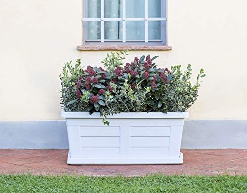 Fioriera Rettangolare Cm 40 X 21,5 X 17 - Ghiaccio (Con Sottovaso) - Bama