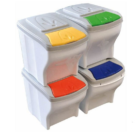 Set Pattumiera Per La Raccolta Differenziata 'Poker' Conf. 4 Pezzi - Cm 28X40X31H - Bama