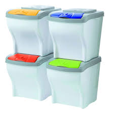 Set Pattumiera Per La Raccolta Differenziata 'Poker' Conf. 4 Pezzi - Cm 28X40X31H - Bama