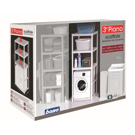 Scaffale Per Lavatrice '3 Piani' Cm 75 X 60 X H.184 (L X P X H) - Bama