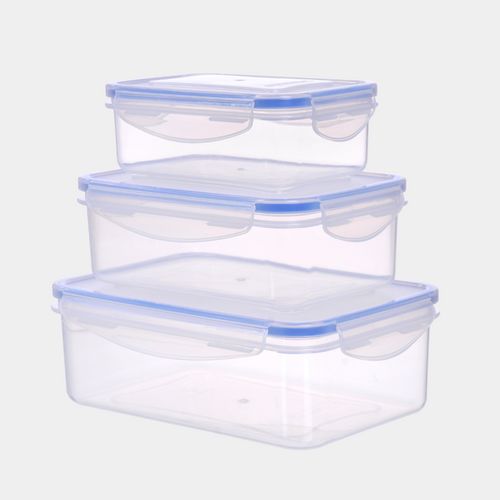 Contenitore Rettangolare In Plastica Set 'Superlock' Kit 3 Pezzi - Lt 0,5 / 1,0 / 1,5 - Ecoplast