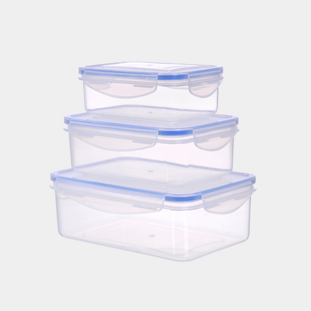 Contenitore Rettangolare In Plastica Set 'Superlock' Kit 3 Pezzi - Lt 0,24 / 0,5 / 1,0 - Ecoplast