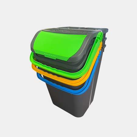 Pattumiera Per Raccolta Differenziata Set 'Ecologic Tris' Cm 38 X 36,5 X H.37 - 28 Lt. (Misura Singolo Secchio) - Ecoplast